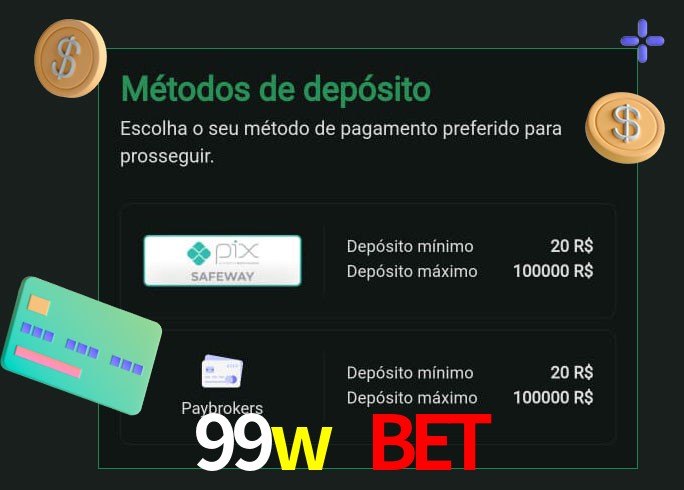 O cassino 99w bet oferece uma grande variedade de métodos de pagamento